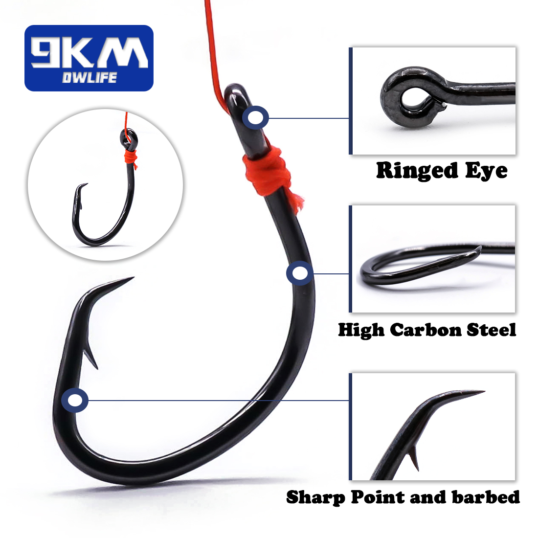 9KM Cerchio Ganci 25 ~ 50 Pz A - Fishing Hook Barbless recensione e prezzo